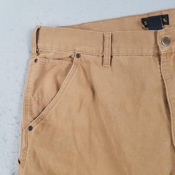 Stanley Pants Mens 36x32 Tan Duck Canvas Carpenter Utility Workwear Heavy Duty - Picture 3 of 16